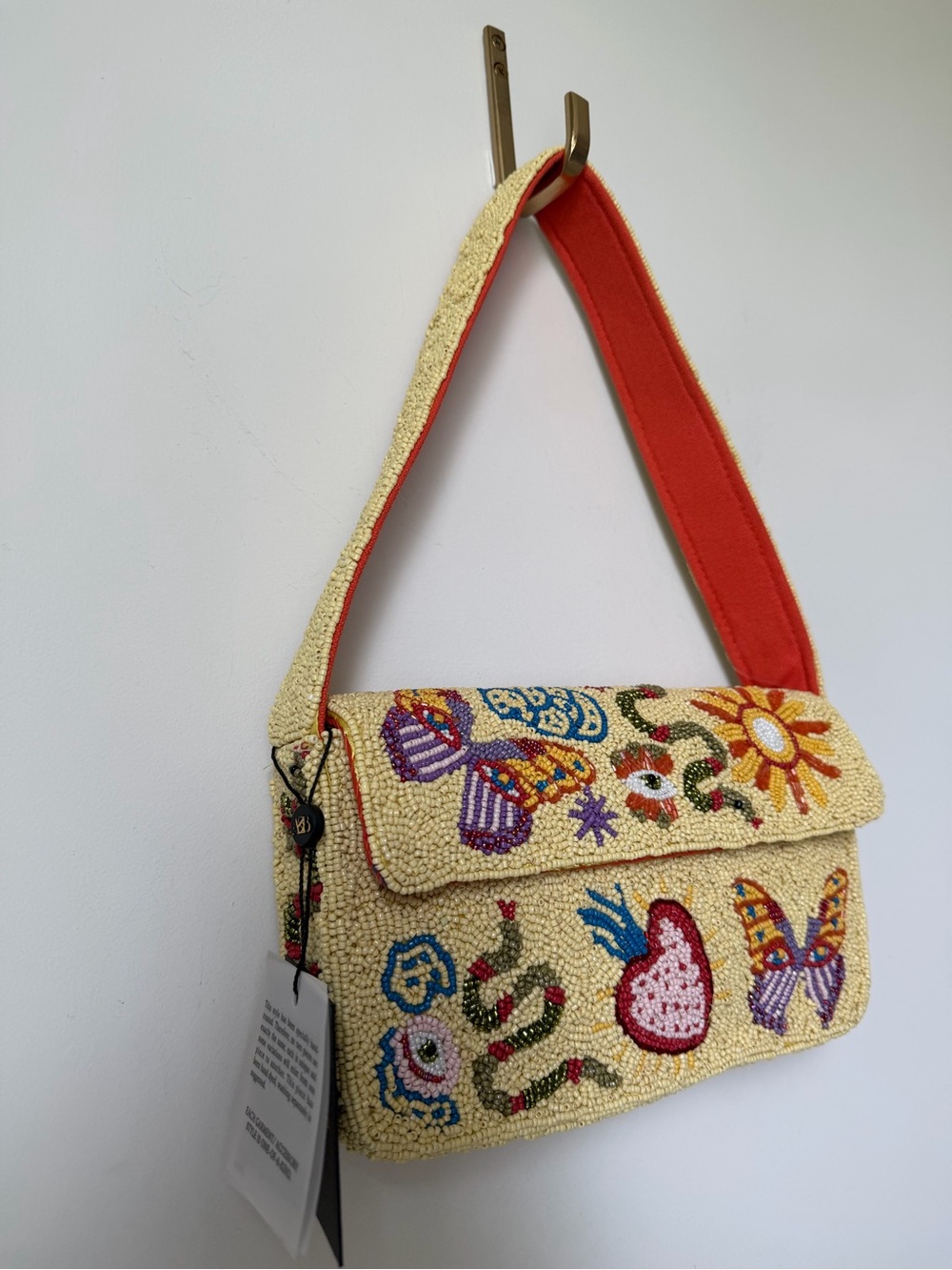 America & Beyond Beaded yellow snake sun butterfly Shoulder Bag - Picture 3 of 7